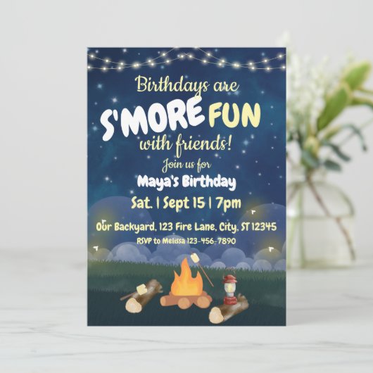 Birthdays are S'More fun birthday party 招待状 (スタンド正面)