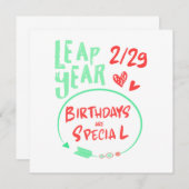 Birthdays Are Special Leap Year February 29 Gift 招待状 (正面/裏面)