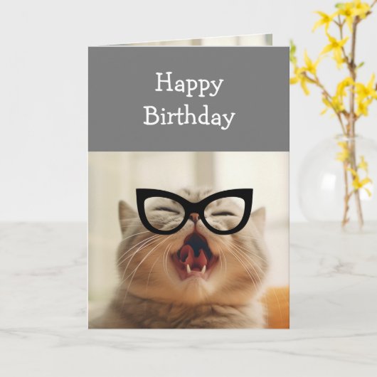 Birthdays Fun Old Age Put on Glasses Card カード (黄色い花)