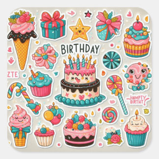 #BirthdayStickers#BirthdayCelebration#PartySticker スクエアシール