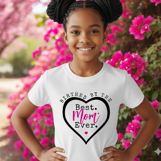 Birthed By the Best Mom Ever Heart Mother's Day Tシャツ