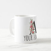 BirthFlower Monogram Letter  Name Mug コーヒーマグカップ (正面左)