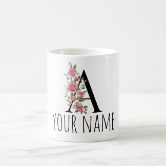 BirthFlower Monogram Letter  Name Mug コーヒーマグカップ