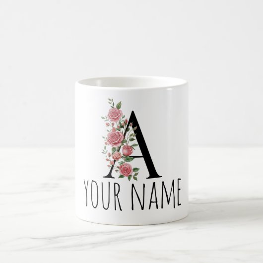 BirthFlower Monogram Letter  Name Mug コーヒーマグカップ (中央)