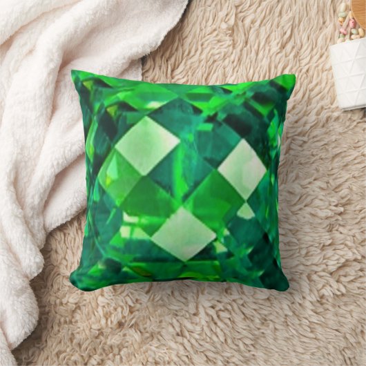 Birthstoneの緑のエメラルドの宝石 クッション (ブランケット)