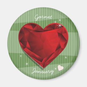 Birthstones 1月のガーネット赤いハート マグネット