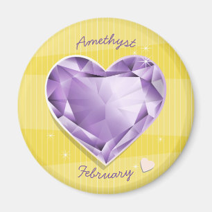 Birthstones 2月の紫色の紫色か薄紫のハート マグネット