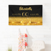 Birydayパーティーブラック金ゴールドエレガント名 横断幕 (インサイチュ)