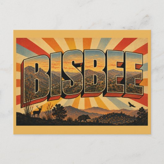 Bisbee アリゾナ州 山 谷 アート ポストカード (正面)