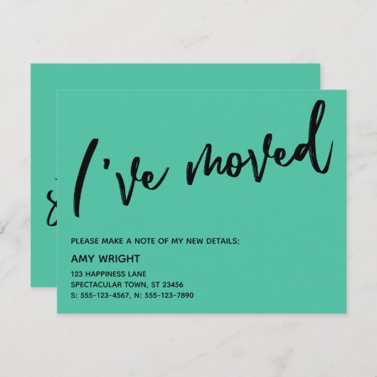 Biscay Green新カジュアルしいアドレスカードを移動した ノートカード (正面/裏面)