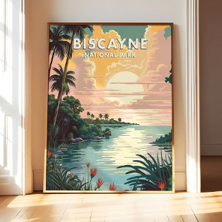 Biscayne National Park Poster Art Print, Retro Nat ポスター