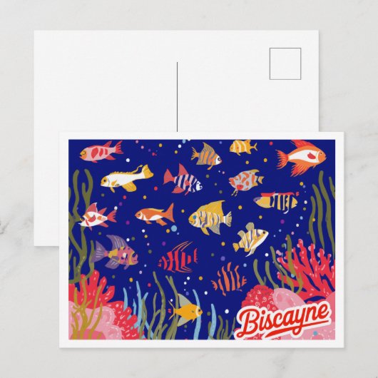 Biscayne National Park Reef Fish Art ポストカード (正面/裏面)