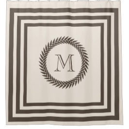 Biscottiおよびココア中立ファンシーなモノグラム シャワーカーテン