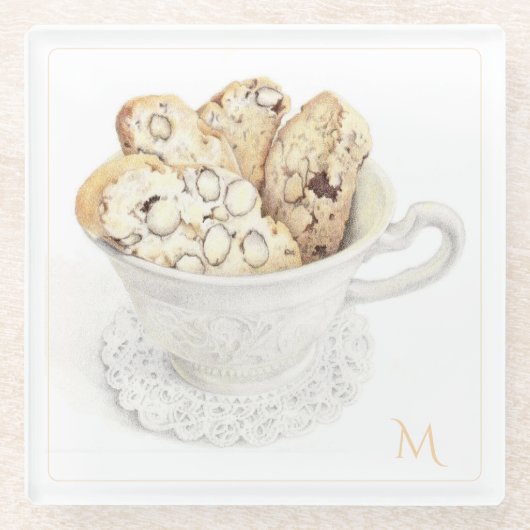 BISCOTTI グラス コースター +イニシャル (正面)