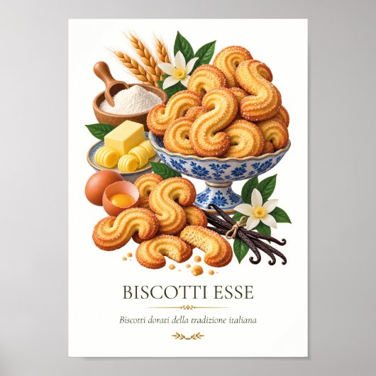 Biscotti Esse – Vintage Italian Dessert ポスター (正面)