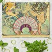 Biscuits Lefevre-Utile by Alphonseミュシャ(1896) キッチンタオル (折り畳み)