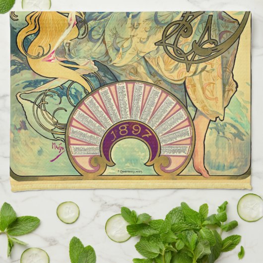 Biscuits Lefevre-Utile by Alphonseミュシャ(1896) キッチンタオル (折り畳み)