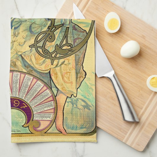 Biscuits Lefevre-Utile by Alphonseミュシャ(1896) キッチンタオル (四つ折り)