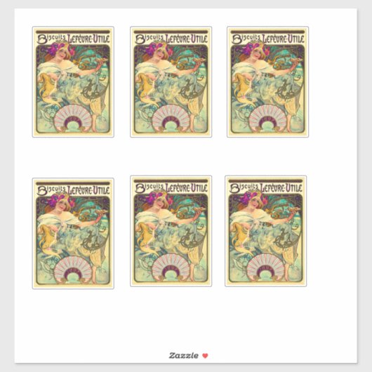 Biscuits Lefevre-Utile by Alphonseミュシャ(1896) シール (シート)