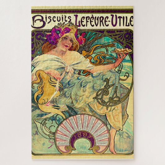 Biscuits Lefevre-Utile by Alphonseミュシャ(1896) ジグソーパズル (縦)