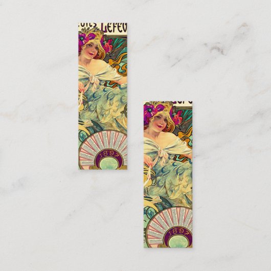 Biscuits Lefevre-Utile by Alphonseミュシャ(1896) スキニー名刺 (正面/裏面)