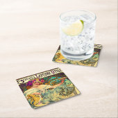 Biscuits Lefevre-Utile by Alphonseミュシャ(1896) スクエアペーパーコースター (インサイチュ)