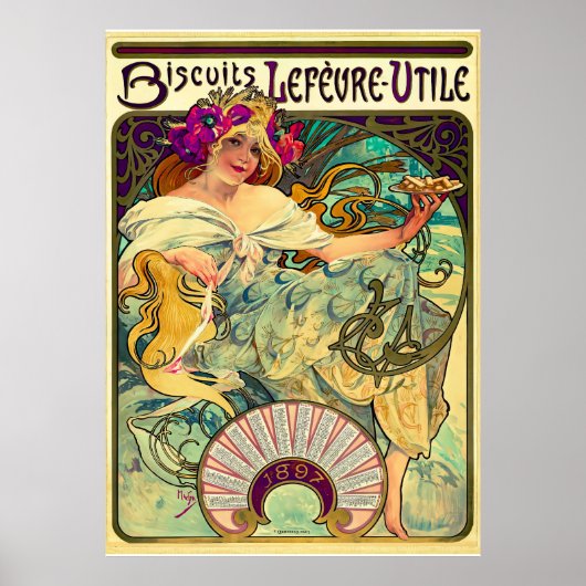 Biscuits Lefevre-Utile by Alphonseミュシャ(1896) ポスター (正面)