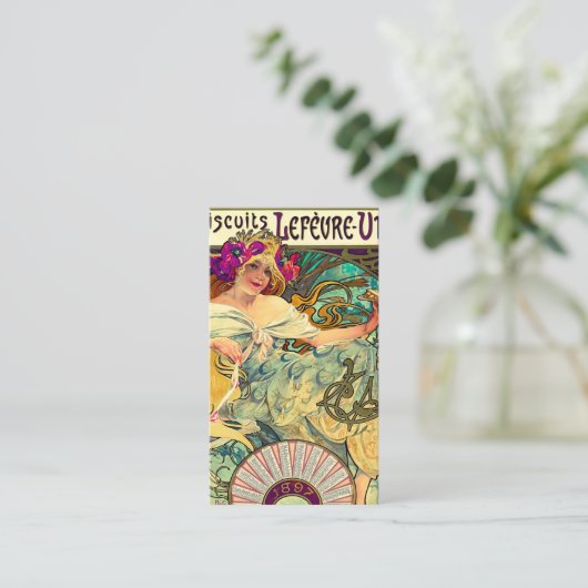 Biscuits Lefevre-Utile by Alphonseミュシャ(1896) 名刺 (スタンド正面)