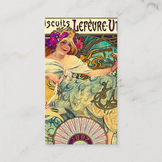 Biscuits Lefevre-Utile by Alphonseミュシャ(1896) 名刺 (正面)
