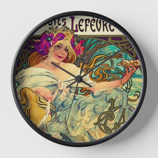 Biscuits Lefevre-Utile by Alphonseミュシャ(1896) 壁時計 (正面)
