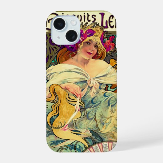 Biscuits Lefevre-Utile by Alphonseミュシャ(1896) iPhone 15ケース (裏面)