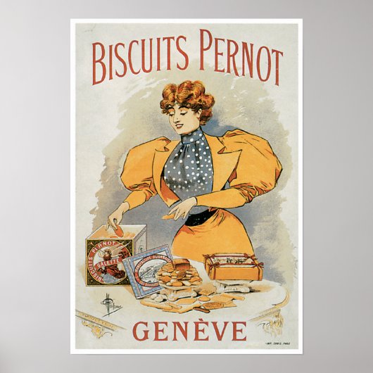 Biscuits Pernot Vintage Food Ad Art ポスター (正面)