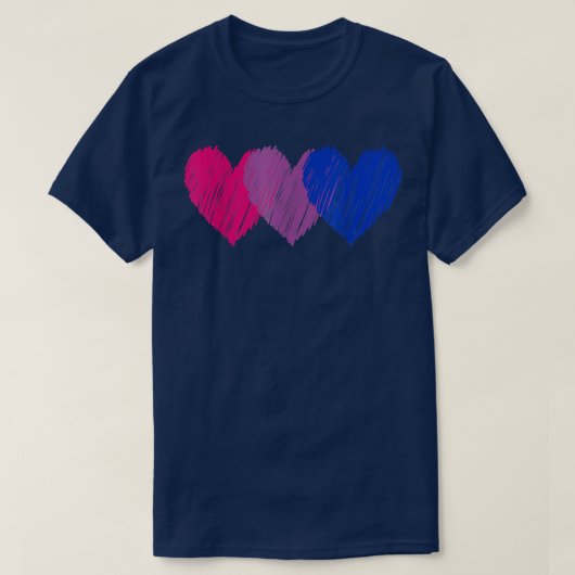 Biseual Flag Hearts Love  LGBT Bi Pride  Tシャツ (デザイン正面)
