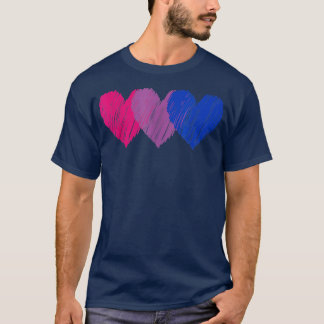 Biseual Flag Hearts Love  LGBT Bi Pride  Tシャツ