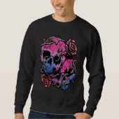 Bisexual Bi Pride Flag Gothic Skull スウェットシャツ (正面)