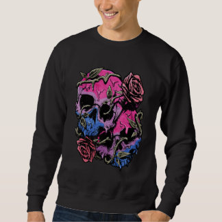 Bisexual Bi Pride Flag Gothic Skull スウェットシャツ