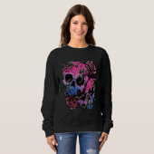 Bisexual Bi Pride Flag Gothic Skull スウェットシャツ (正面フル)