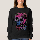 Bisexual Bi Pride Flag Gothic Skull スウェットシャツ (正面)