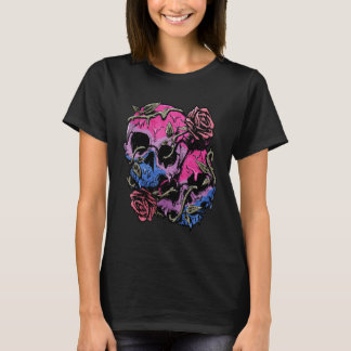 Bisexual Bi Pride Flag Gothic Skull Tシャツ