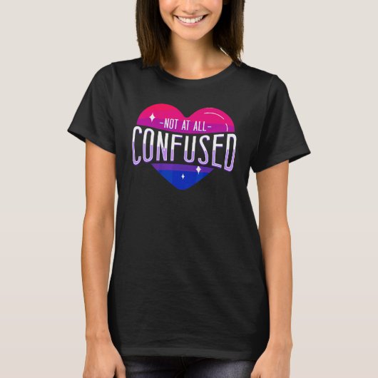 Bisexual Bi Pride Flag Heart Not At All Confused Tシャツ (正面)