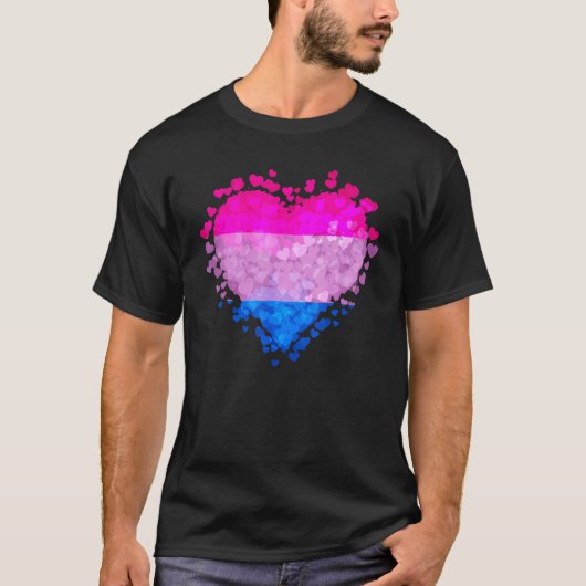 Bisexual Bi Pride Flag Hearts Valentines Day Tシャツ (正面)