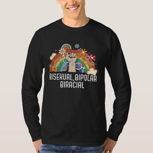 Bisexual Bipolar Biracial Rainbow Pride Bisexualit Tシャツ (正面)