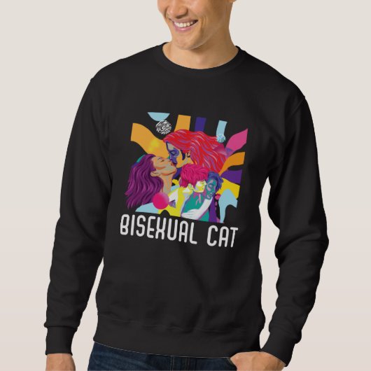Bisexual Cat Owner Rainbow Pride Bisexuality LGBTQ スウェットシャツ (正面)