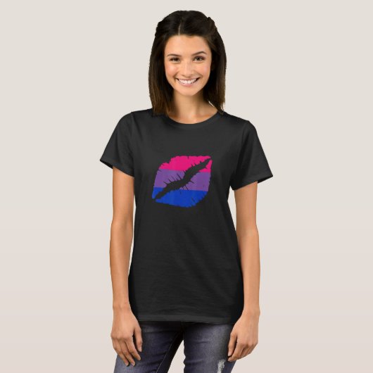 Bisexual Flag Lips LGBTQ Bisexual Pride Bi Pride B Tシャツ (正面フル)