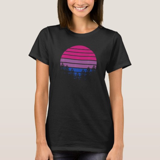 Bisexual Flag Retro Sunset Lgbt Bi Pride Support Tシャツ (正面)