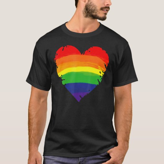 Bisexual Gay Queer Trans LGBTQ Rainbow Heart Rainb Tシャツ (正面)