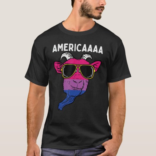 Bisexual Goat America Fun Bi Pride Flag Lgbtq Men  Tシャツ (正面)