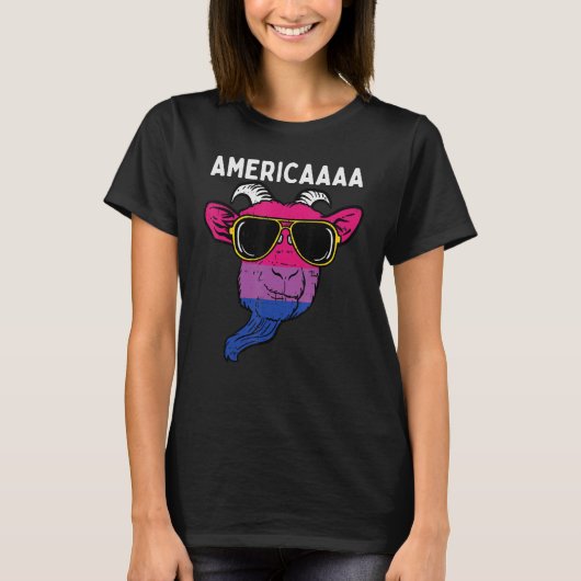 Bisexual Goat America Fun Bi Pride Flag Lgbtq Men  Tシャツ (正面)