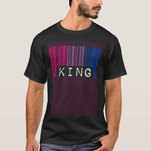 Bisexual King Barcode Trendy Bisexual Pride Flag A Tシャツ (正面)