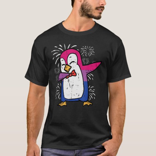 Bisexual Penguin Dab Bi Flag Pride Month Lgbt Men  Tシャツ (正面)